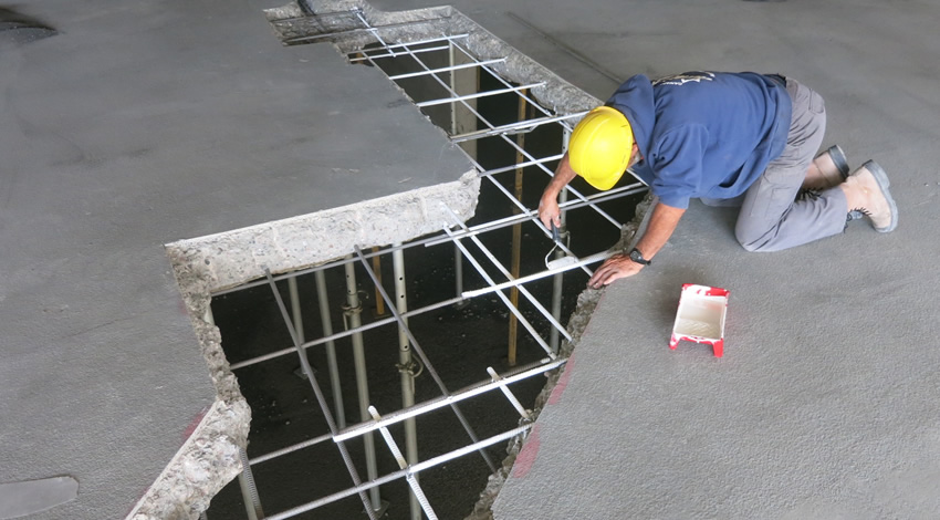 Parking garage through repair by City Group Ltd. in Ottawa Canada.