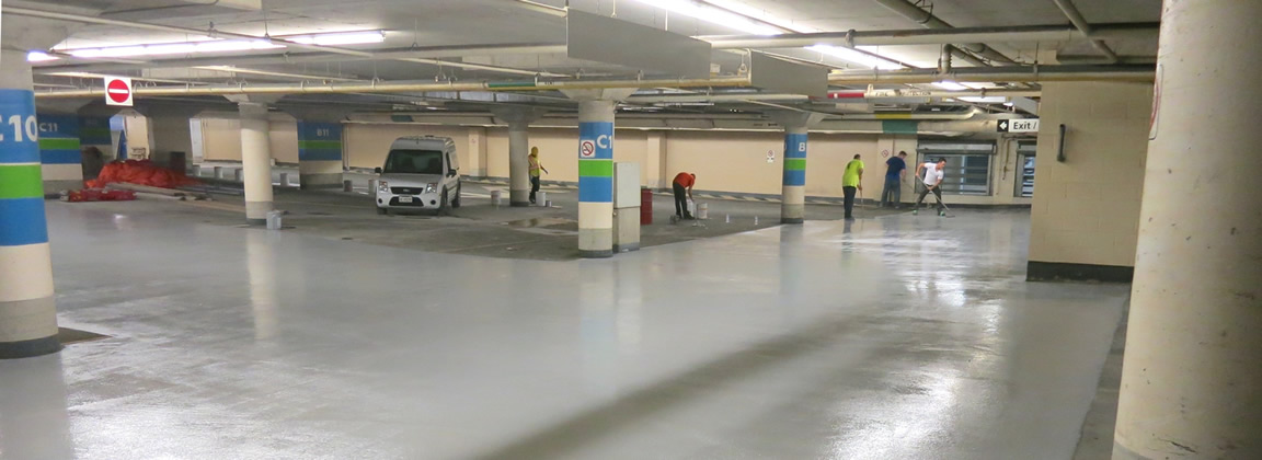 Parking Garage - concrete floor sealing by City Group Ltd.